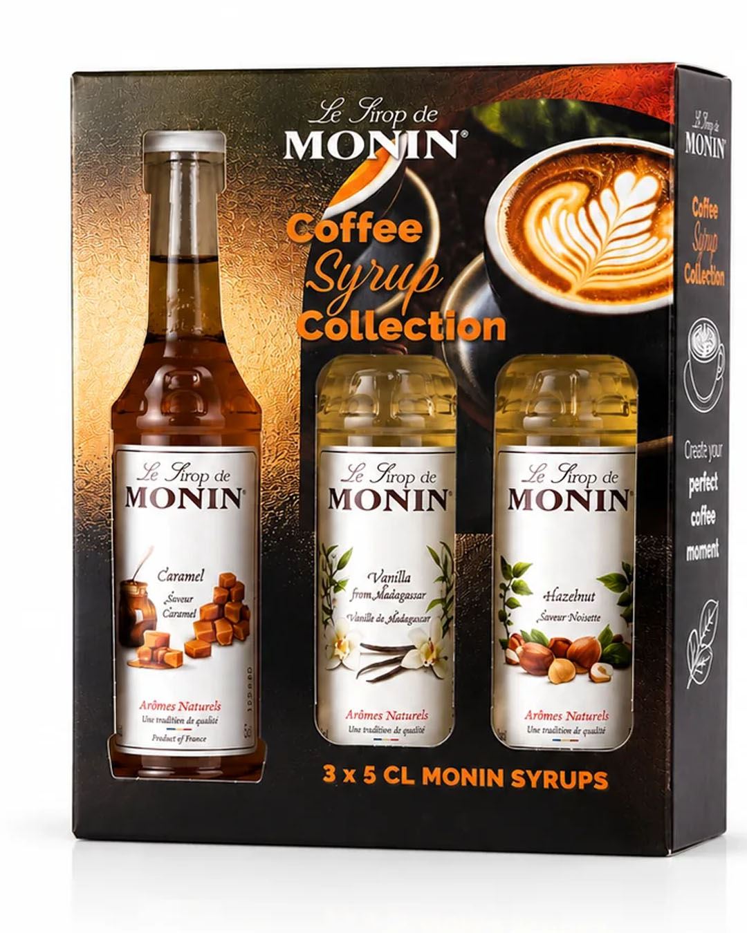 Monin Vanilla, Caramel and Hazelnut Syrup Gift Set, 3 x 5 cl