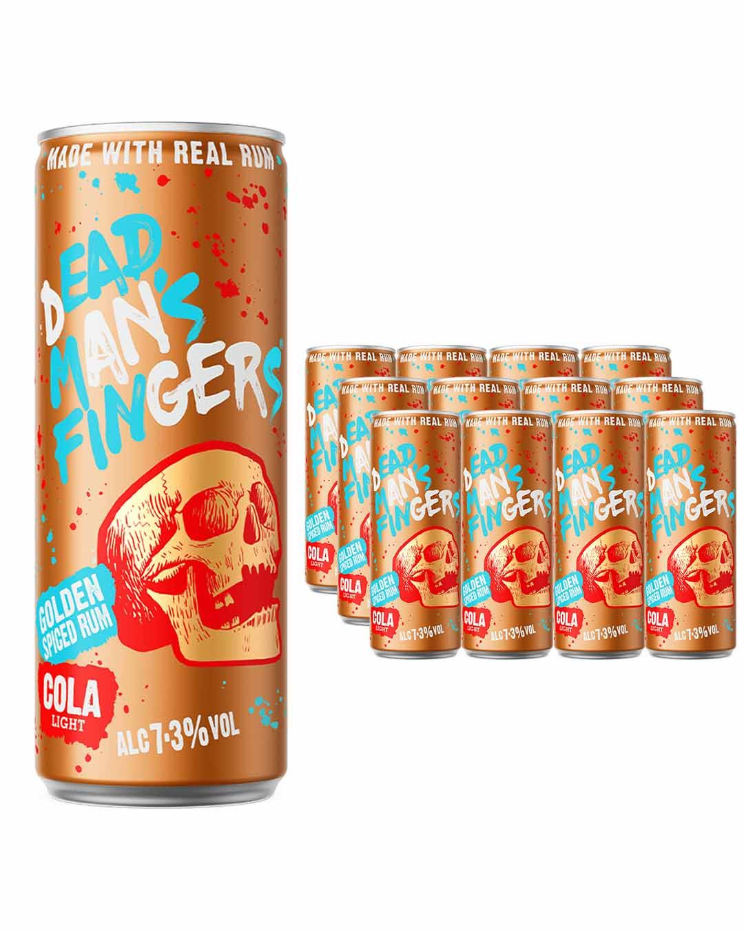 Dead Man’s Fingers Golden Spice Rum with Light Cola Multipack, 12 x 250 ml