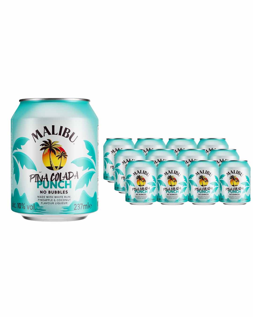 Malibu Punch Pina Colada Rum Cocktail Can Multipack, 12 x 237 ml