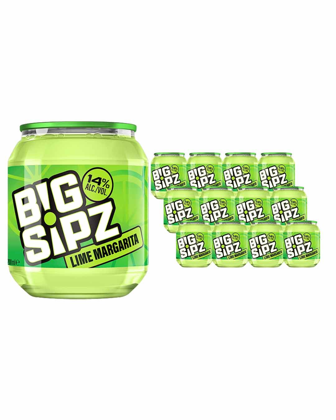 Big Sipz Lime Margarita Cocktail Multipack, 12 x 200 ml