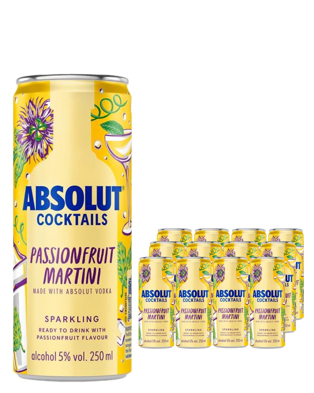 Absolut Passion Fruit Martini Cocktail Sparkling Multipack, 12 x 250 ml BBE 31/03/2025 Ready Made Cocktails 7312040323005