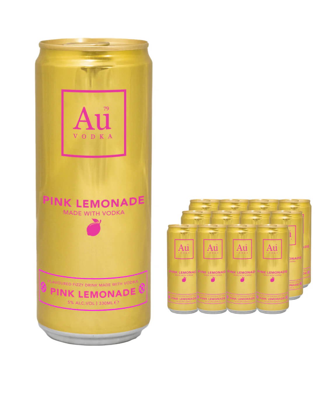 Au Vodka Pink Lemonade Premixed Can Multipack, 12 x 330 ml Ready Made Cocktails 5060926500577