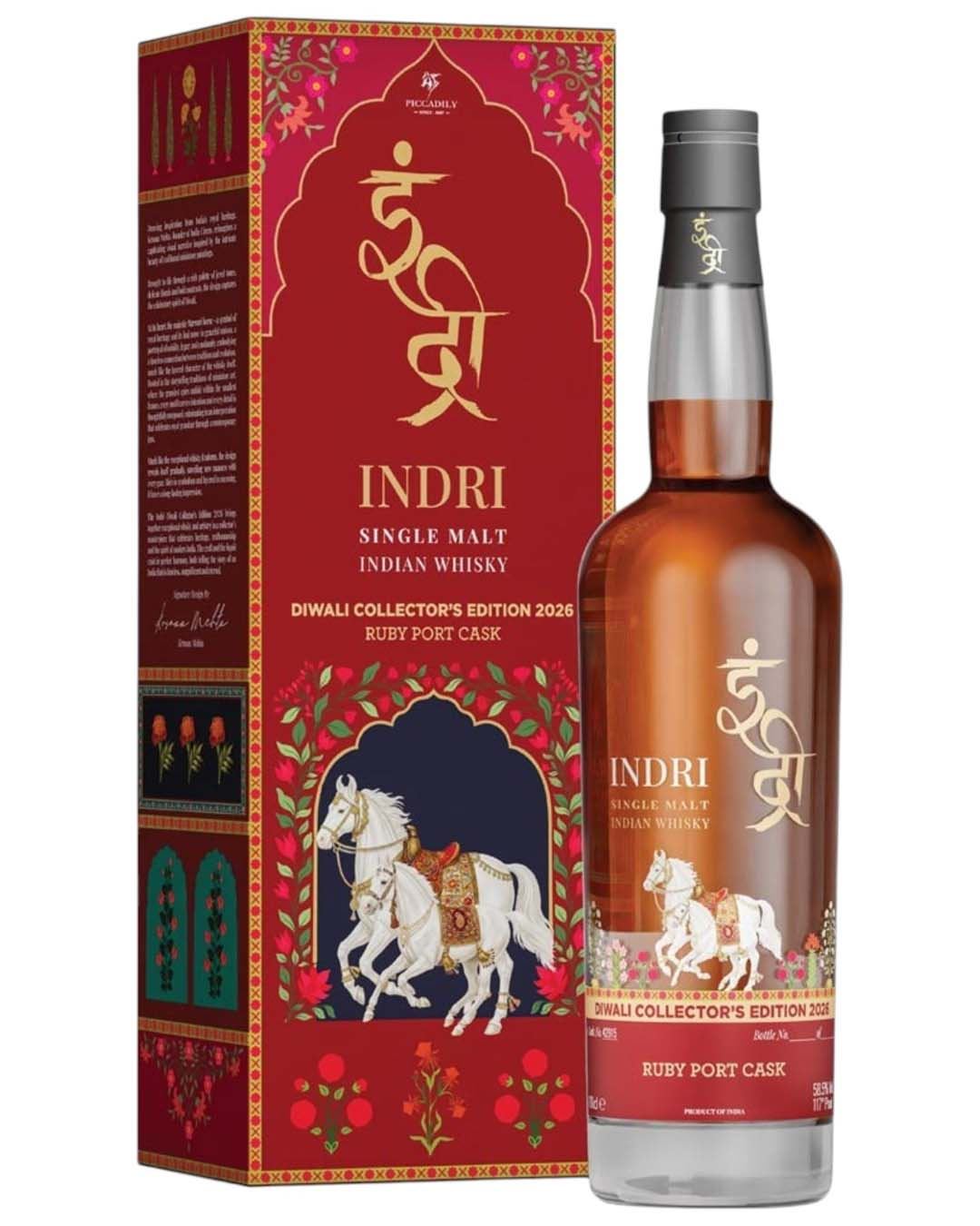 Indri Diwali Collector's Edition 2026 Ruby Port Cask Indian Single Malt Whisky, 70 cl