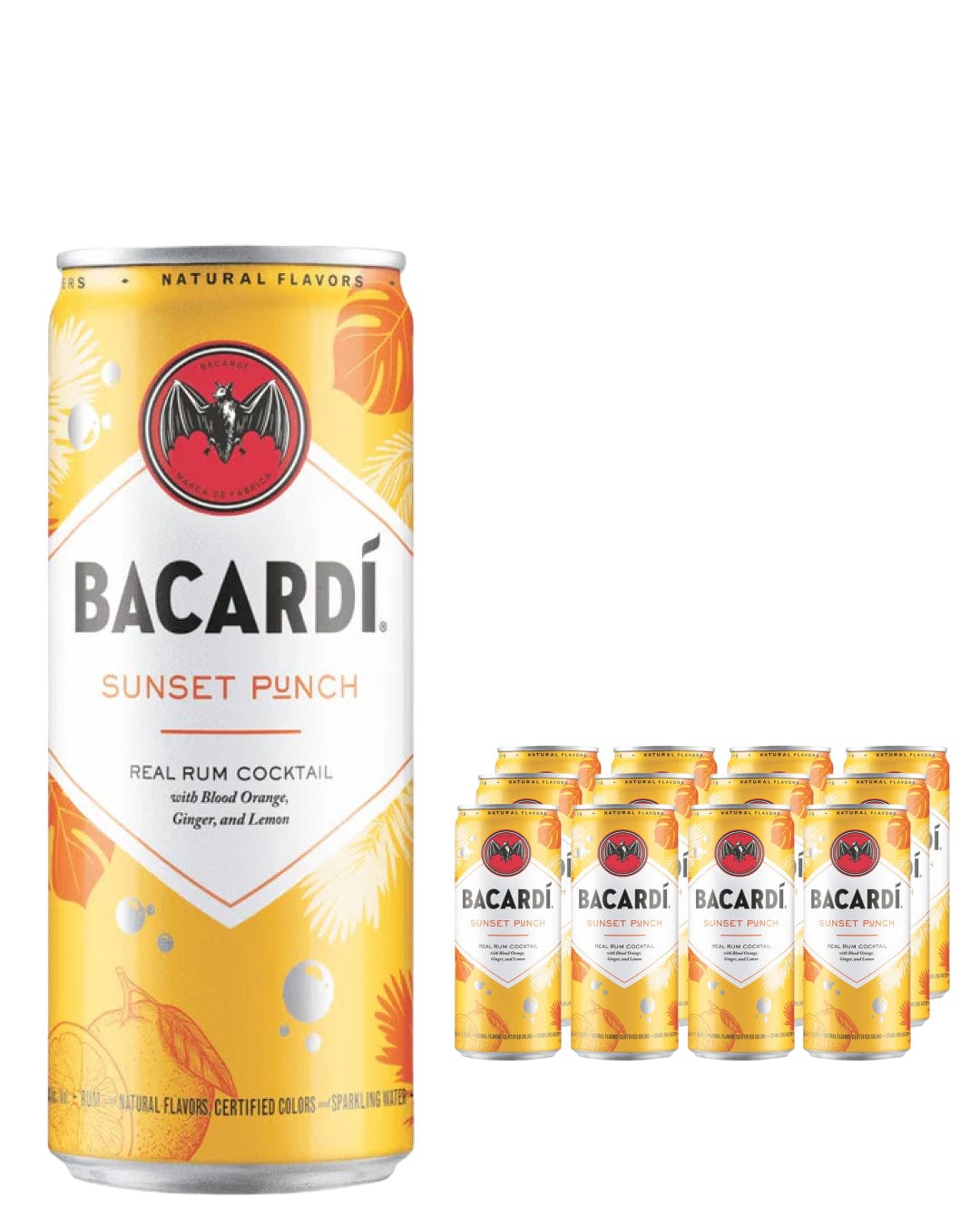 Bacardi Sunset Orange Rum Premixed Drink Can Multipack, 12 x 250 ml Ready Made Cocktails