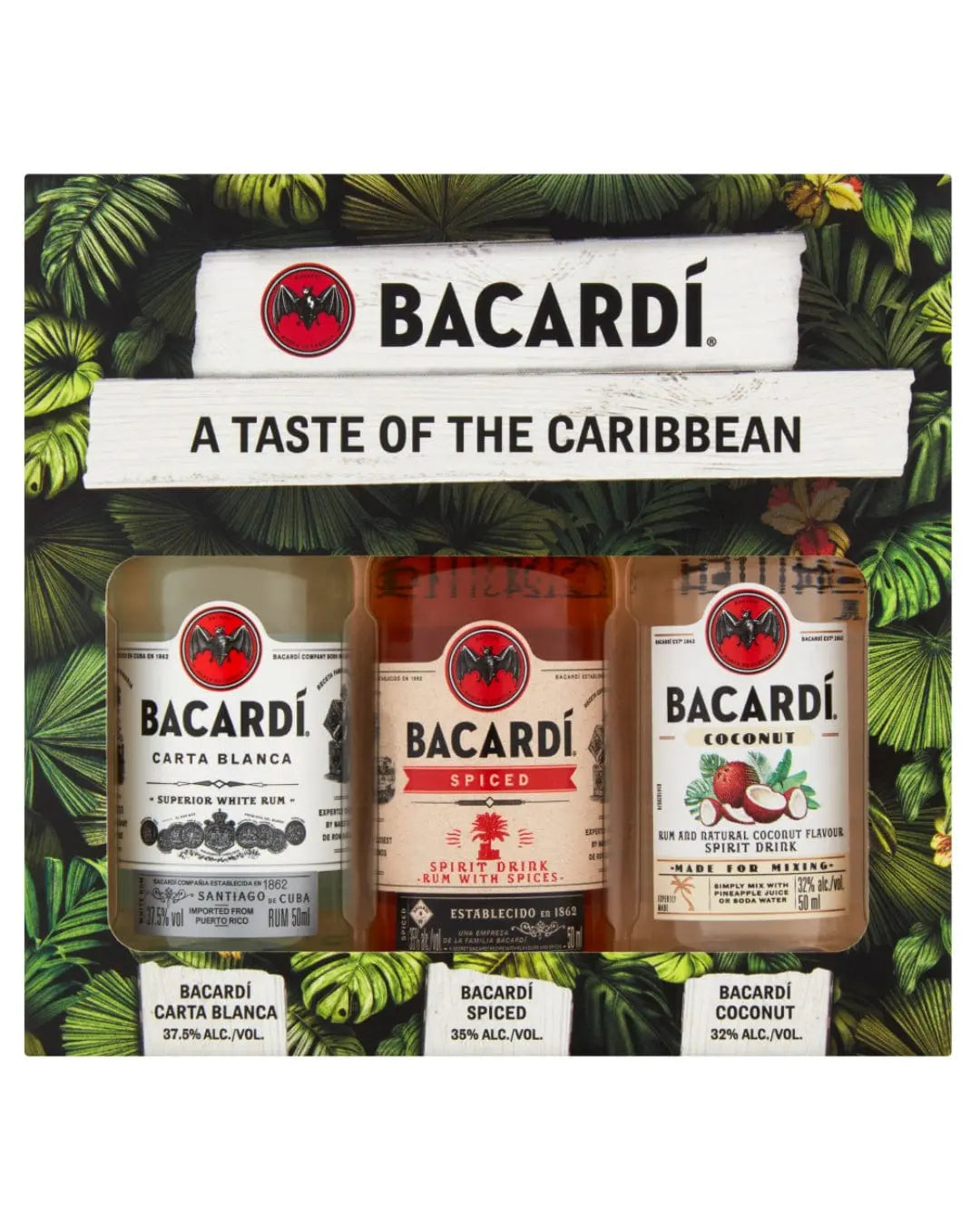 Bacardi Tastes Of The Caribbean Gift Set 3 x 5 cl Spirit Miniatures