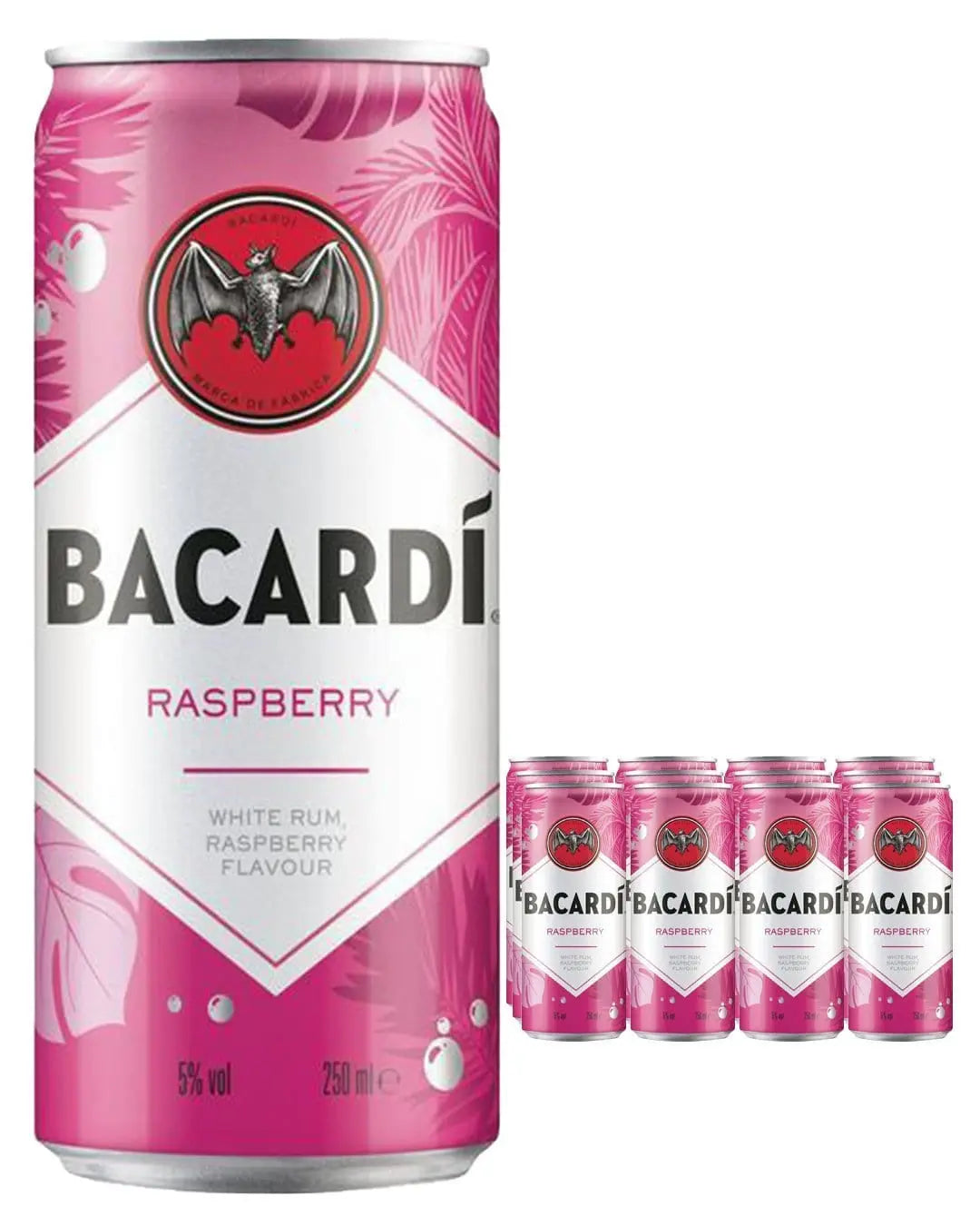 Bacardi White Rum Raspberry Spritz Premixed Cocktail Can, 250 ml Ready Made Cocktails