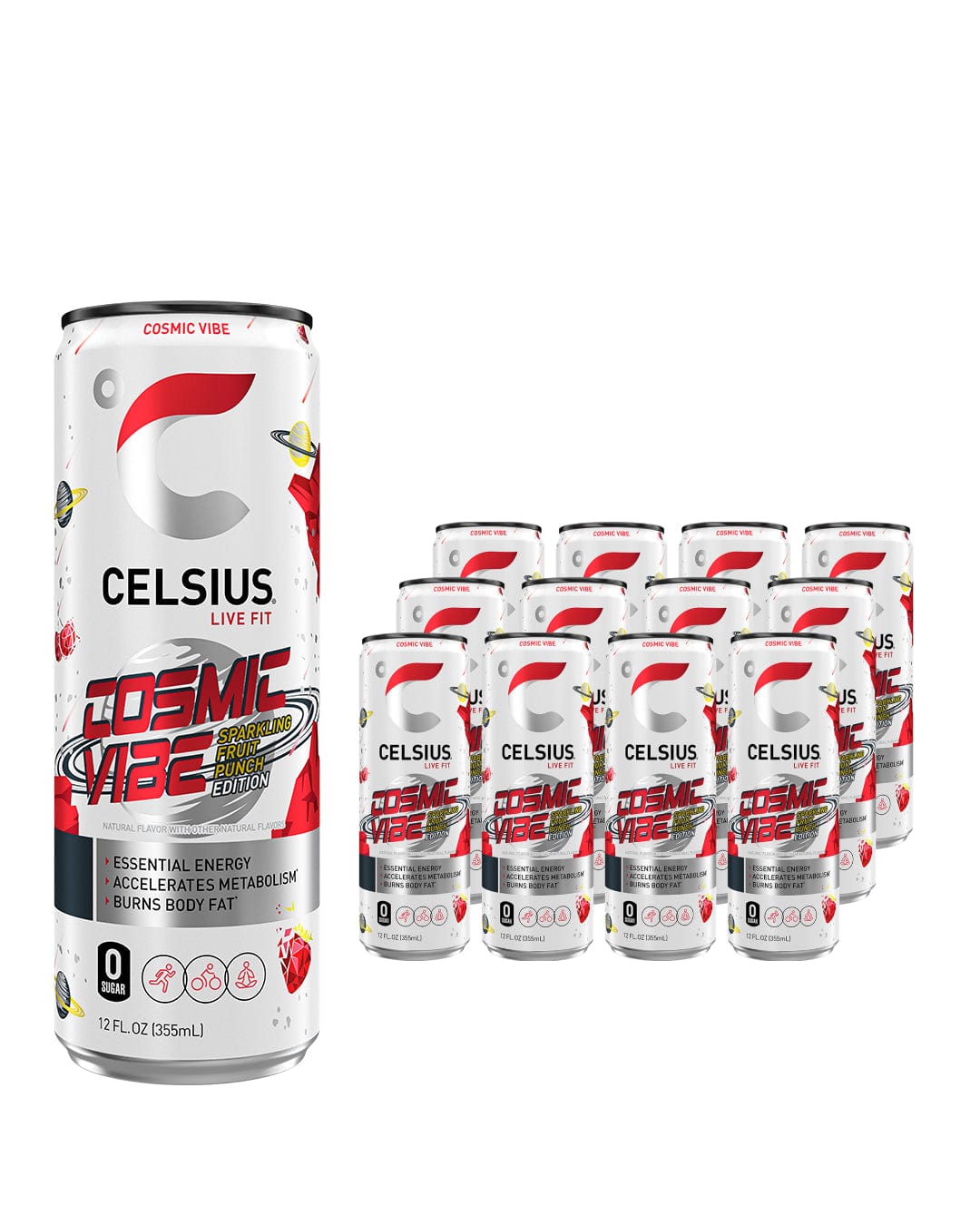 Celsius Sparkling Cosmic Vibe Energy Drink Multipack, 12 x 355 ml Soft Drinks & Mixers