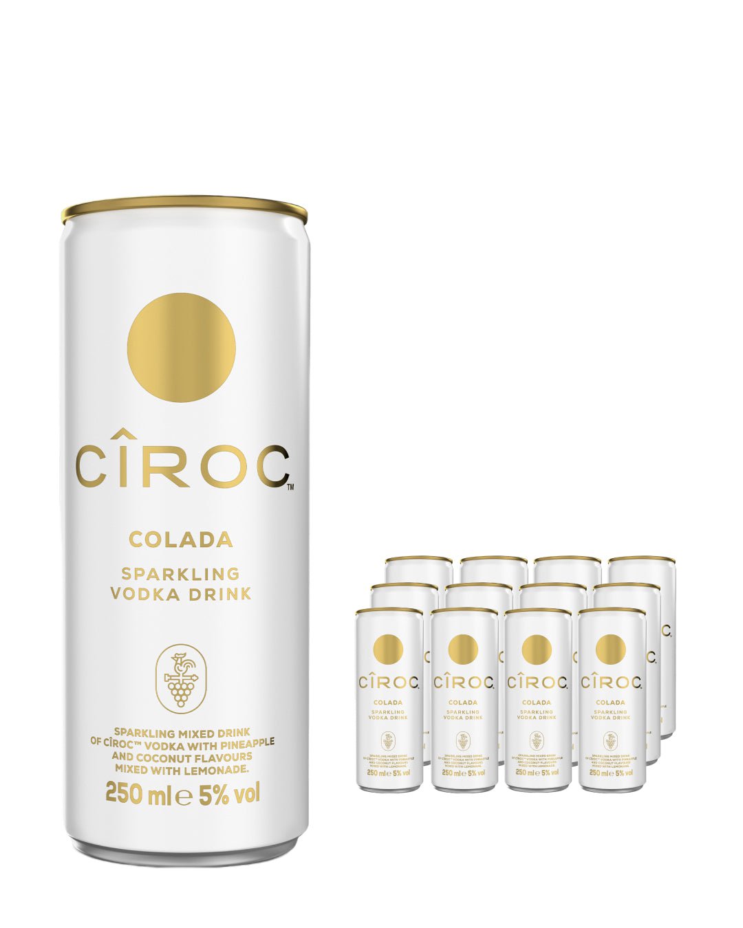 Ciroc Colada & Lemonade Premixed Cocktail Can Multipack, 12 x 250 ml Ready Made Cocktails