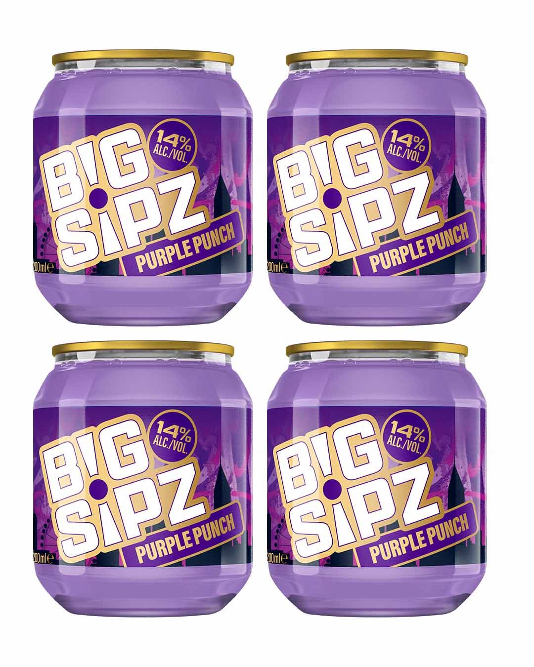 Big Sipz Purple Punch Cocktail Multipack, 4 x 200 ml