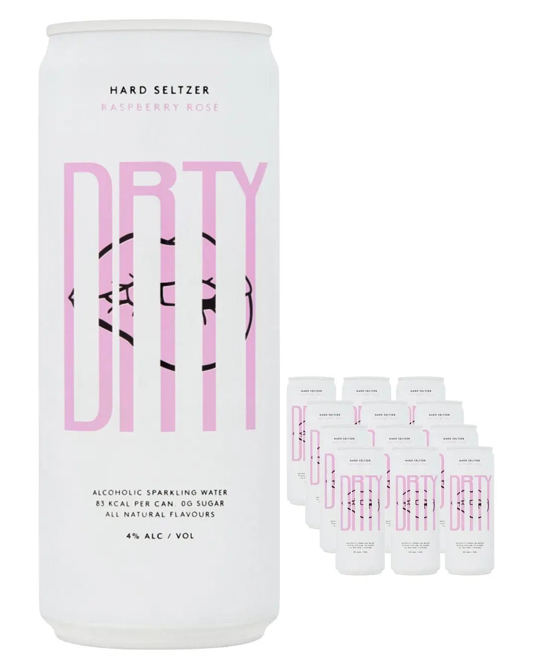 DRTY Raspberry Rose Hard Seltzer Can Multipack, 12 x 330 ml Ready Made Cocktails