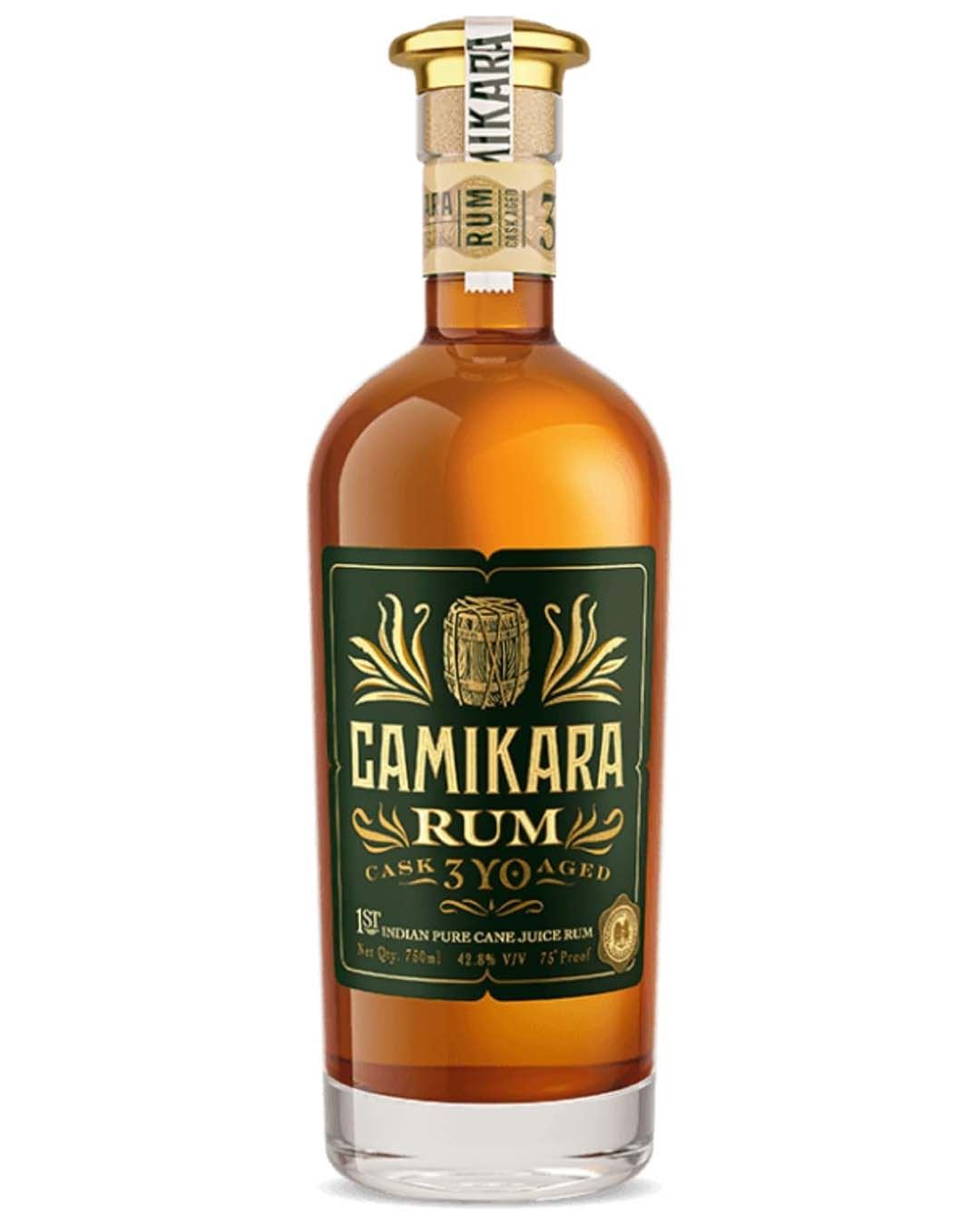 Camikara 3 Year Old Cask Aged Indian Rum Gift Set, 70 cl