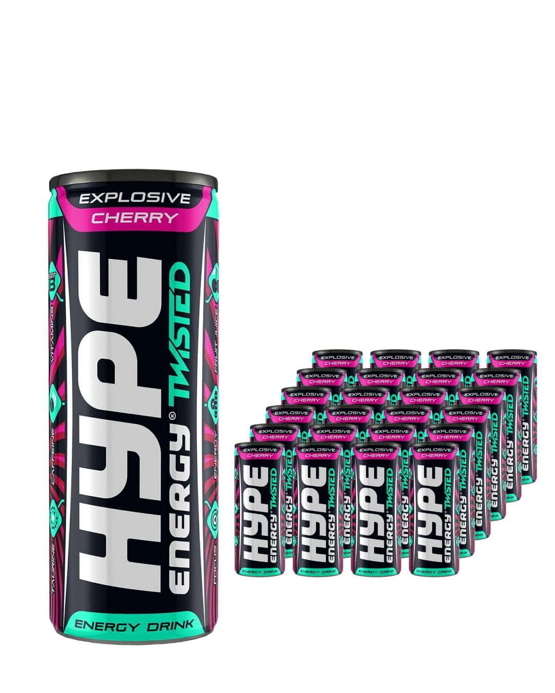 Hype Twisted Explosive Cherry Energy Drink Multipack, 24 x 250 ml Soft Drinks & Mixers