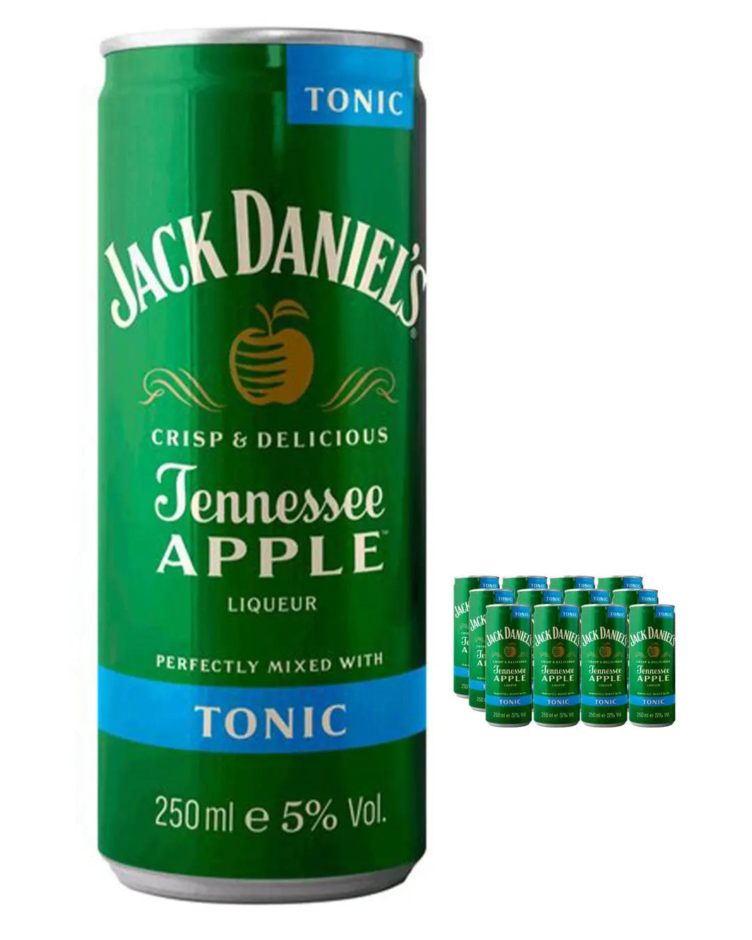 Jack Daniel's Tennessee Whiskey Apple Liqueur and Tonic Premixed Cocktail Multipack, 12 x 250 ml Ready Made Cocktails