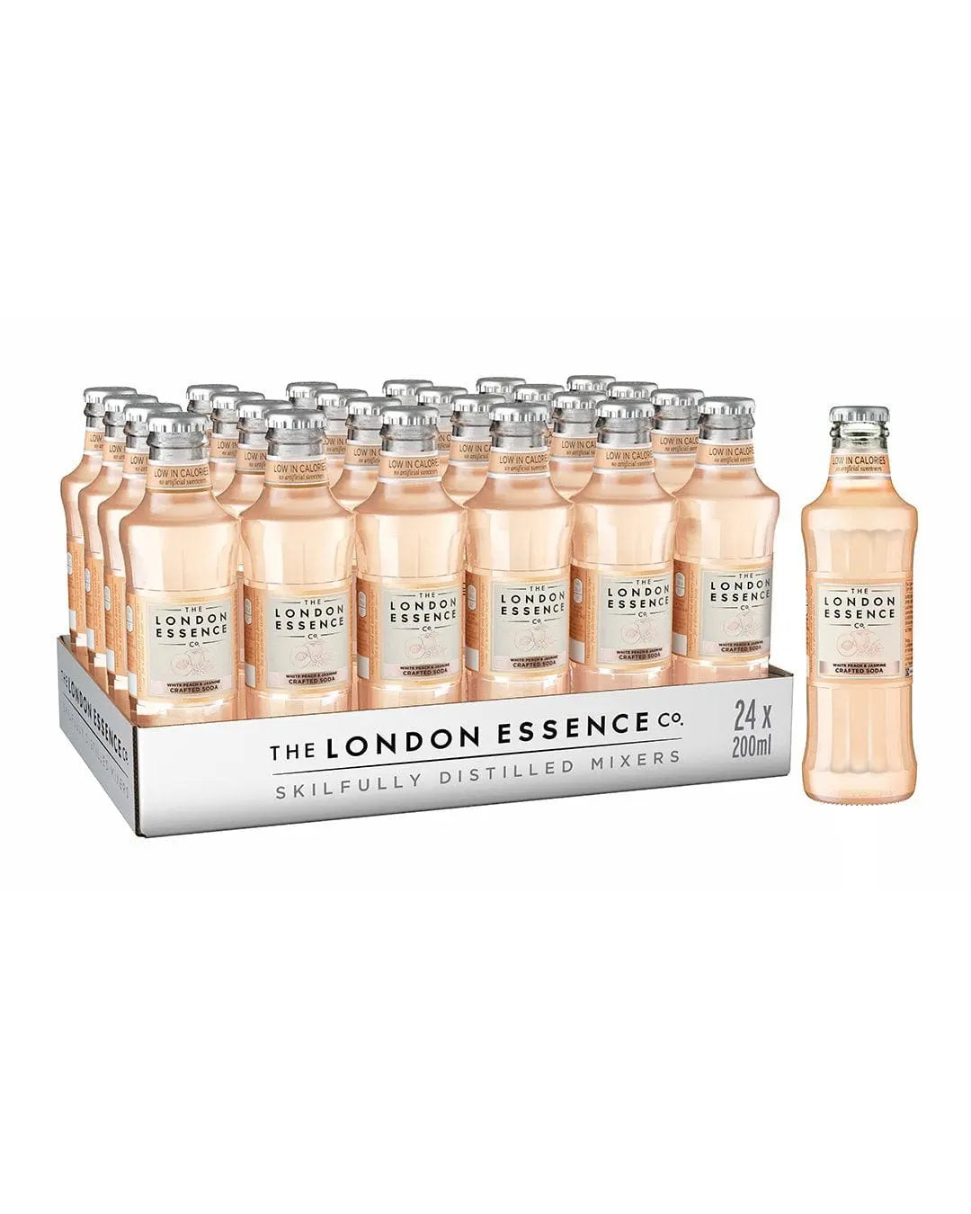 London Essence Company White Peach & Jasmine Crafted Soda Water Bottle Multipack, 24 x 200 ml Tonics
