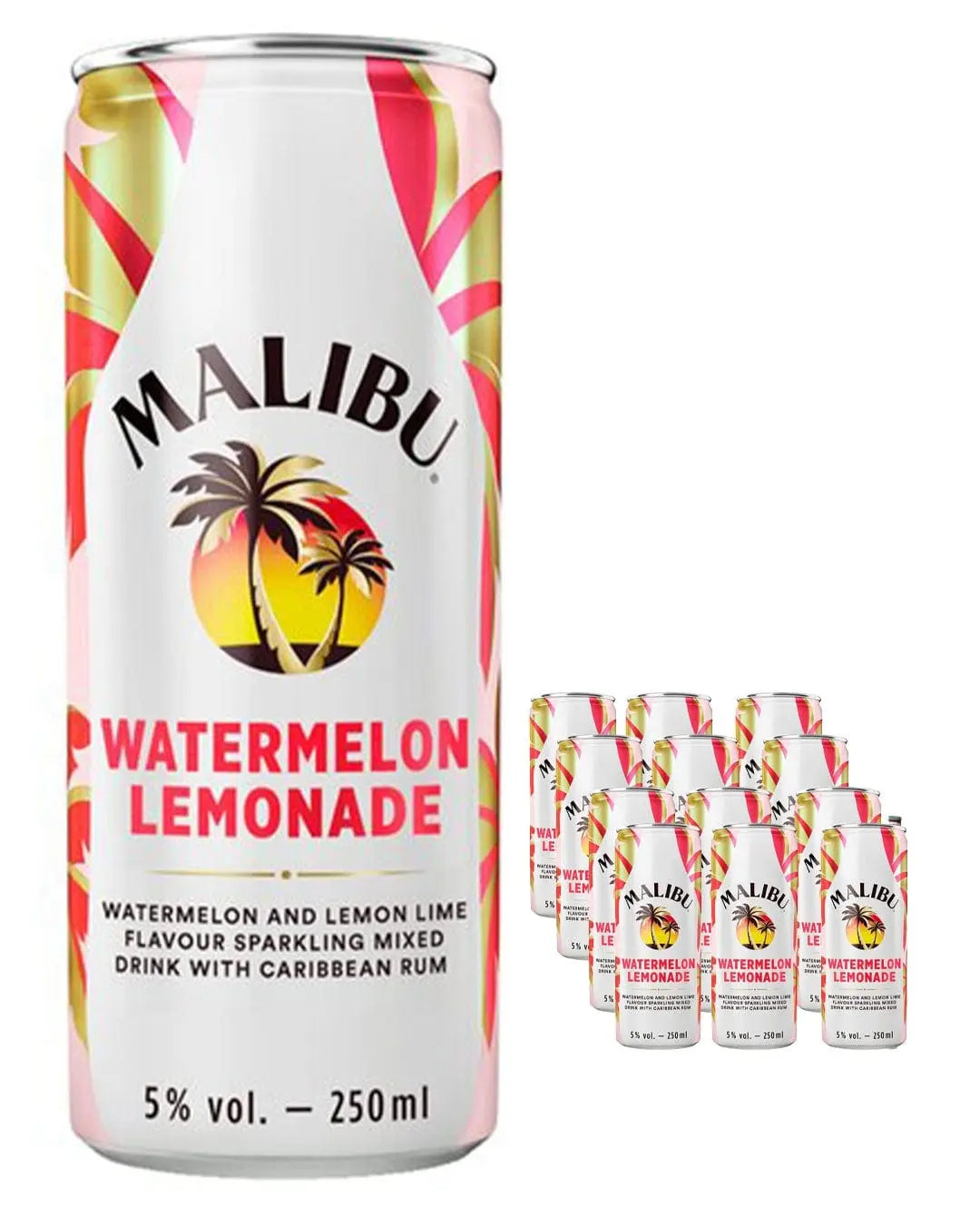 Malibu Watermelon & Lemonade Can Multipack, 12 x 250 ml Ready Made Cocktails