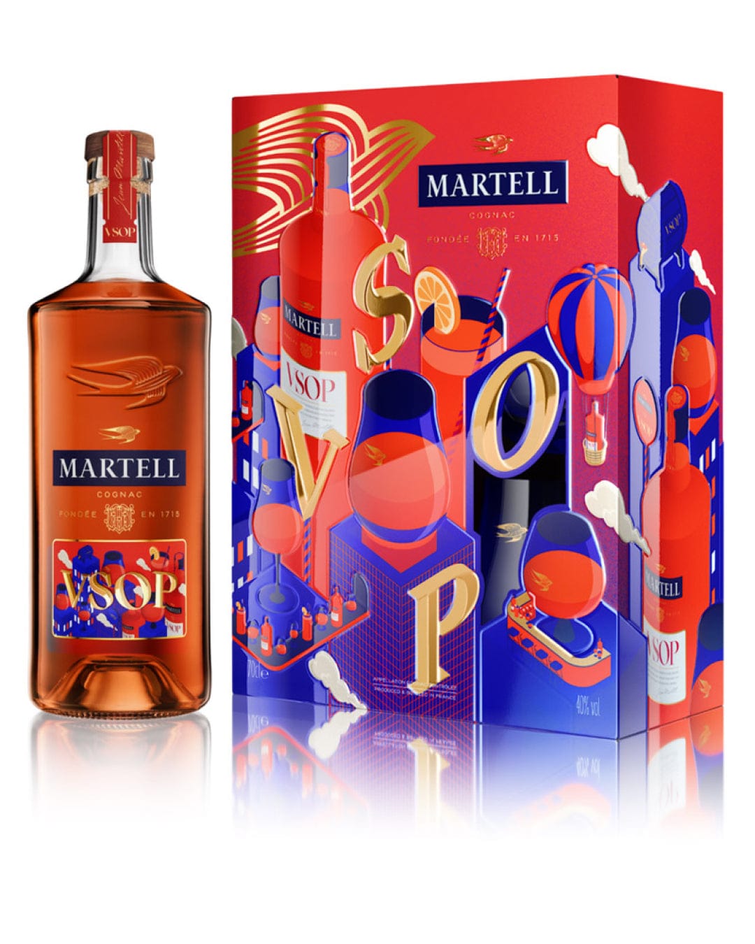 Martell VSOP Cognac with 2 Glass Gift Set, 70 cl Cognac & Brandy