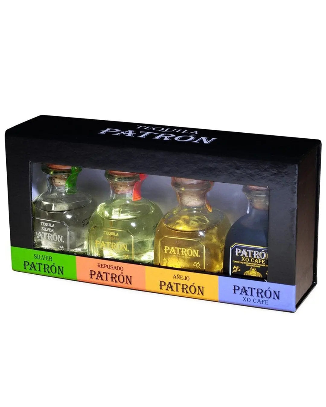 Patron Miniature Set Silver, Reposado, Anejo, XO Cafe Tequila, 4 x 5 cl Spirit Miniatures