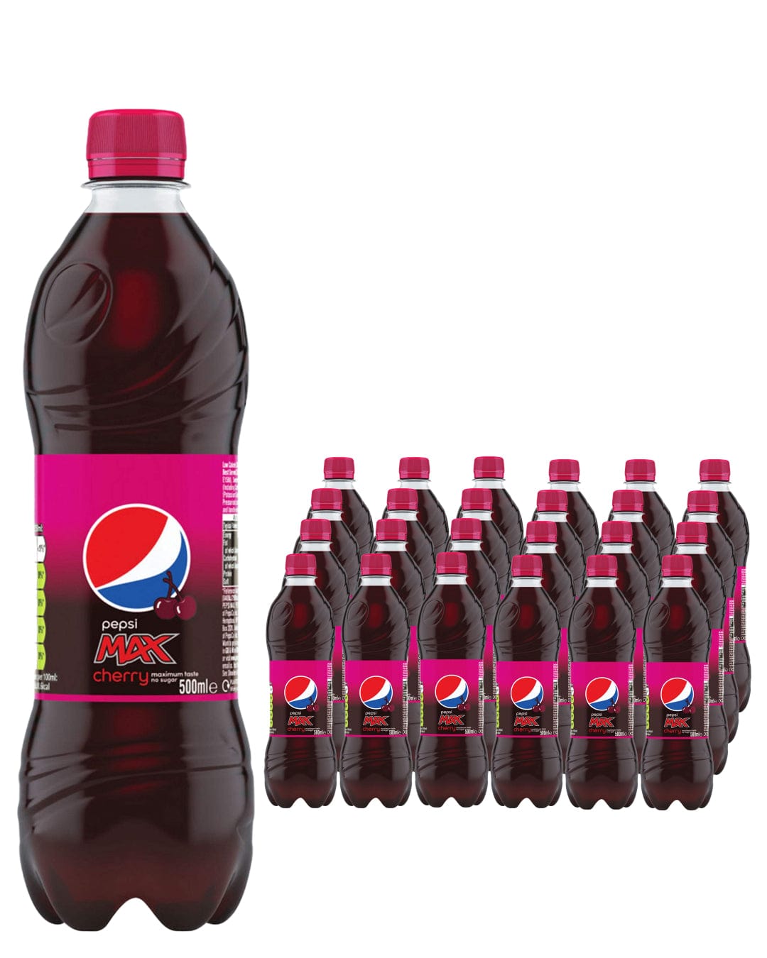 Pepsi Max Cherry Soft Drink Multipack, 24 x 500 ml Soft Drinks & Mixers