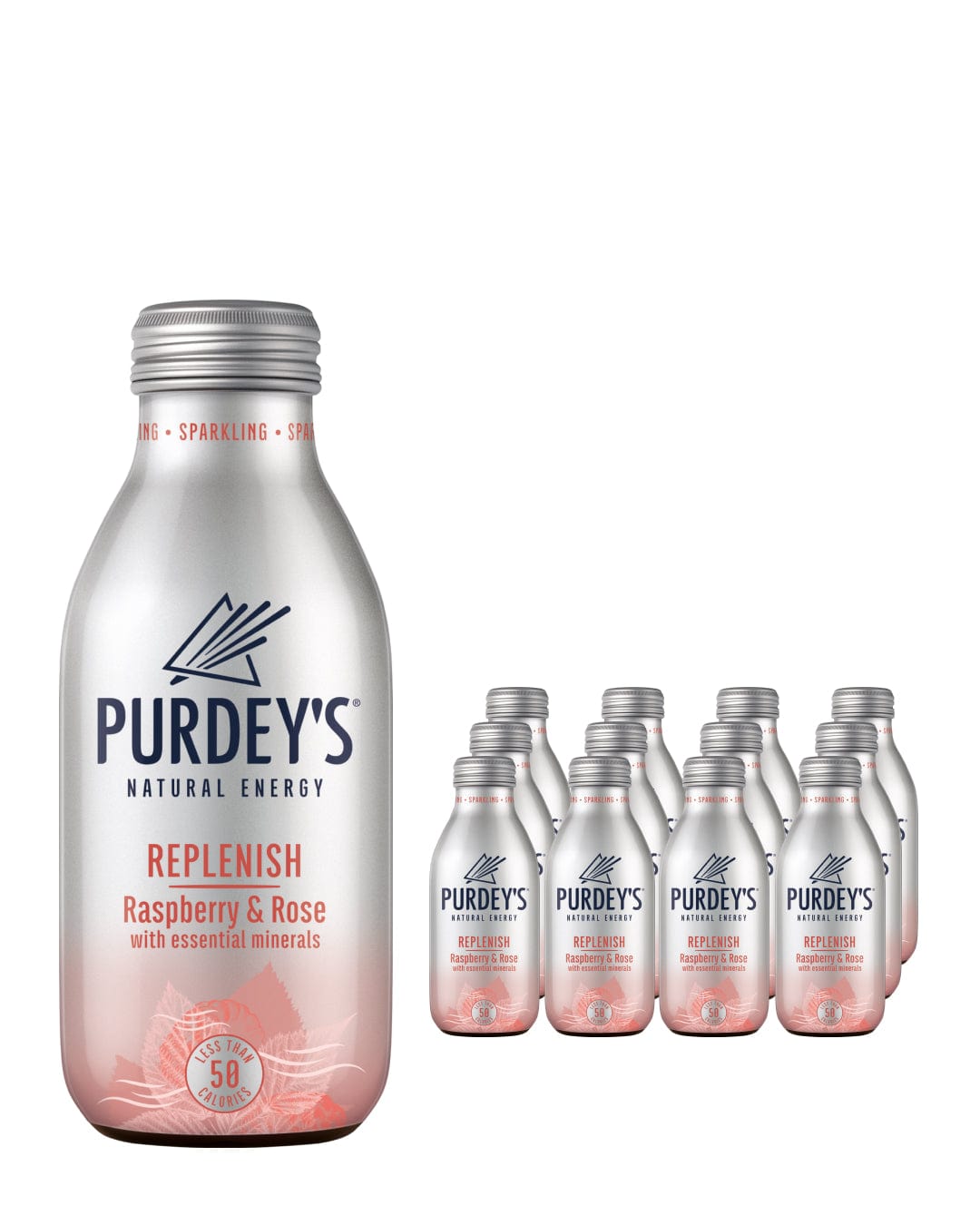 Purdey's Natural Energy Replenish Raspberry & Rose Multipack, 12 x 330 ml Soft Drinks & Mixers