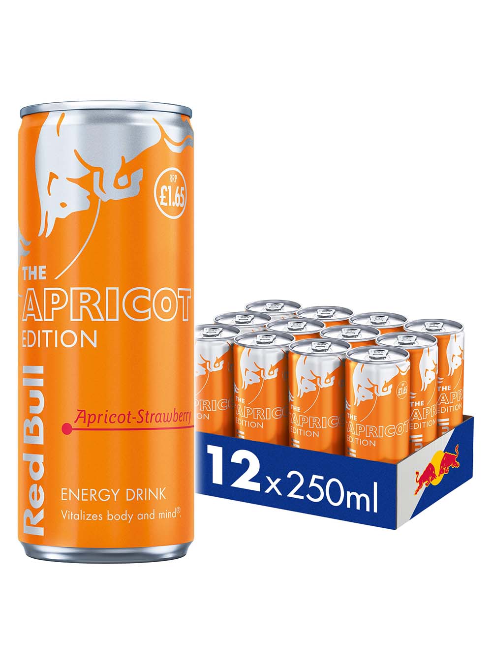 Red Bull The Apricot Edition - Apricot and Strawberry Energy Drink Price Marked Multipack, 12 x 250 ml Soft Drinks & Mixers 9002490280383