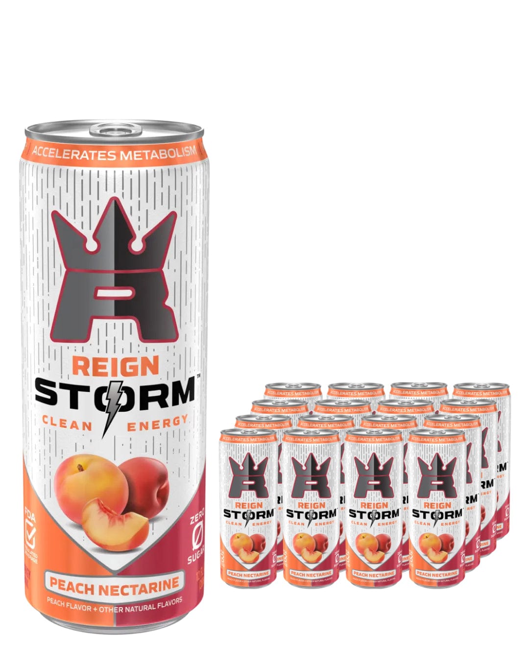 Reign Storm Peach Nectarine Clean Energy Drink Multipack, 12 x 355 ml Soft Drinks & Mixers