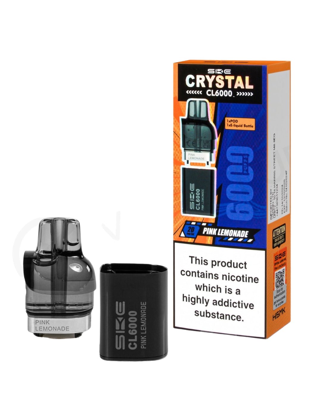 SKE Crystal CL6000 Pink Lemonade Prefilled Pod, 20 mg spirits