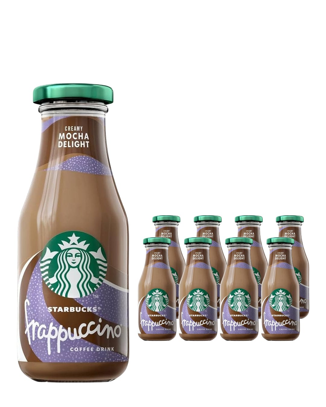 Starbucks Frappuccino Mocha Flavoured Milk Glass Bottle Iced Coffee Multipack, 8 x 250 ml spirits