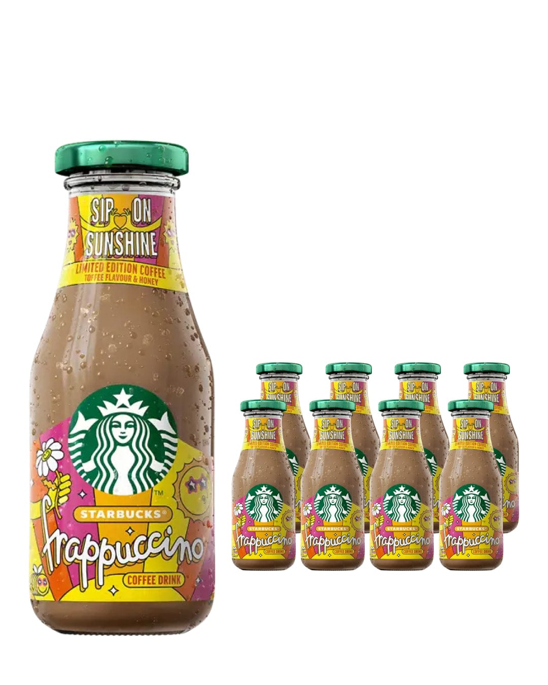 Starbucks Frappuccino Sip on Sunshine Toffe & Honey Flavoured Milk Glass Bottle Iced Coffee Multipack, 8 x 250 ml spirits