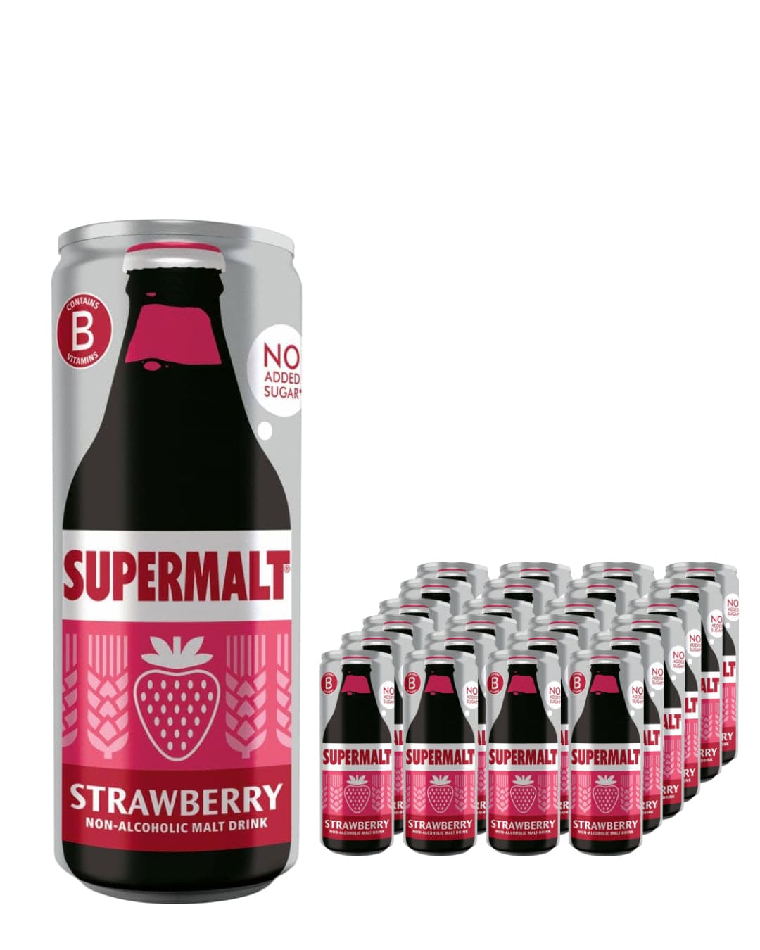 Supermalt Strawberry Can Multipack, 24 x 330 ml Soft Drinks & Mixers