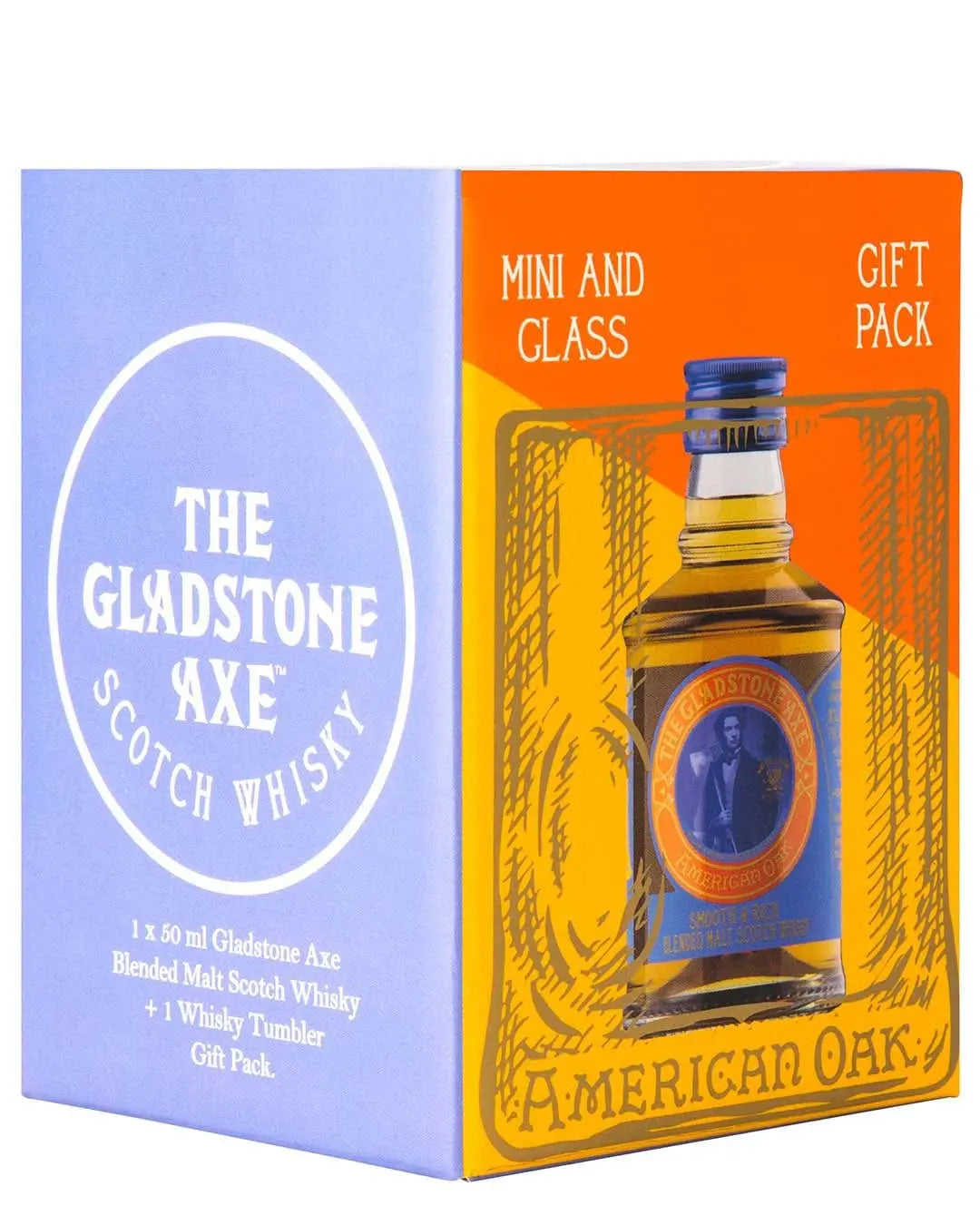 The Gladeston Axe American Oak with Rocks Glass, 5 cl Spirit Miniatures