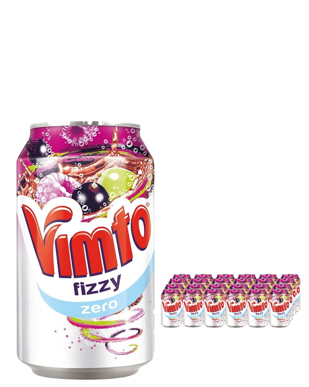 Vimto Nas Sugar Fizzy Fruity Soft Drink Can Multipack, 24 x 330 ml Soft Drinks & Mixers