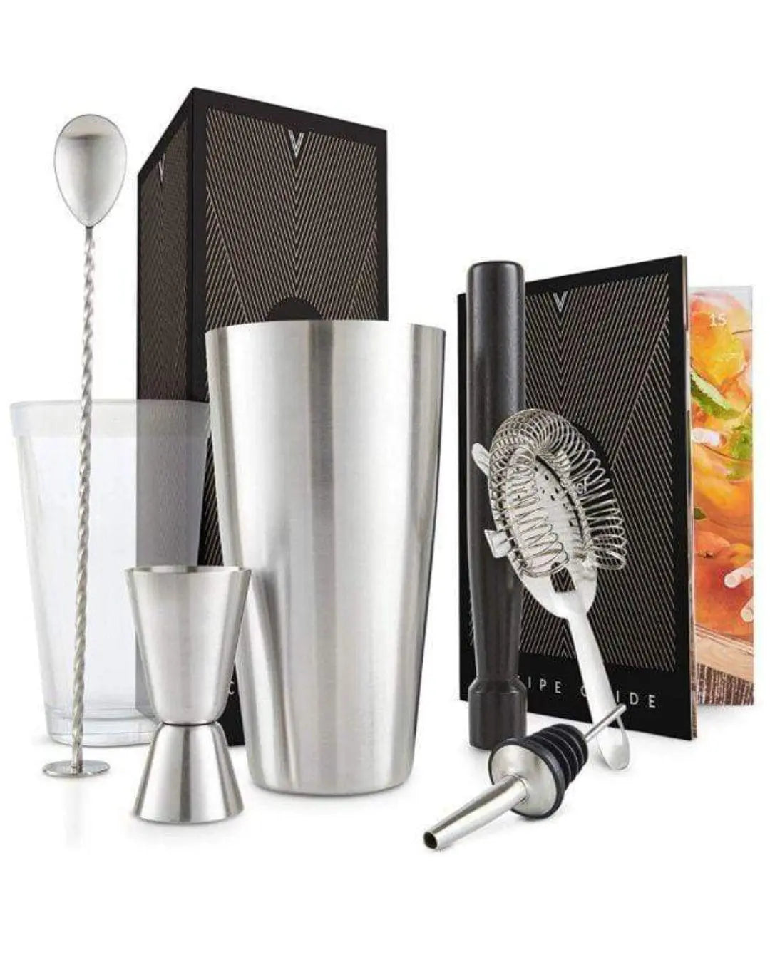 VonShef Stainless Steel 8pc Boston Cocktail Set Barware