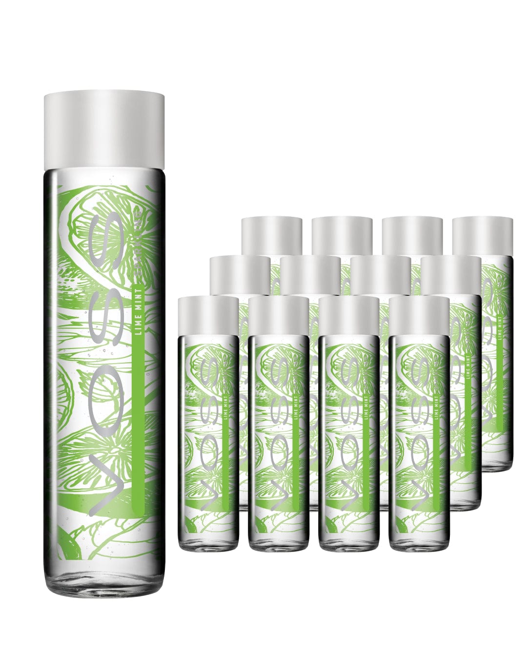 Voss Lime Mint Sparkling Water Glass Bottle Multipack, 12 x 375 ml Water