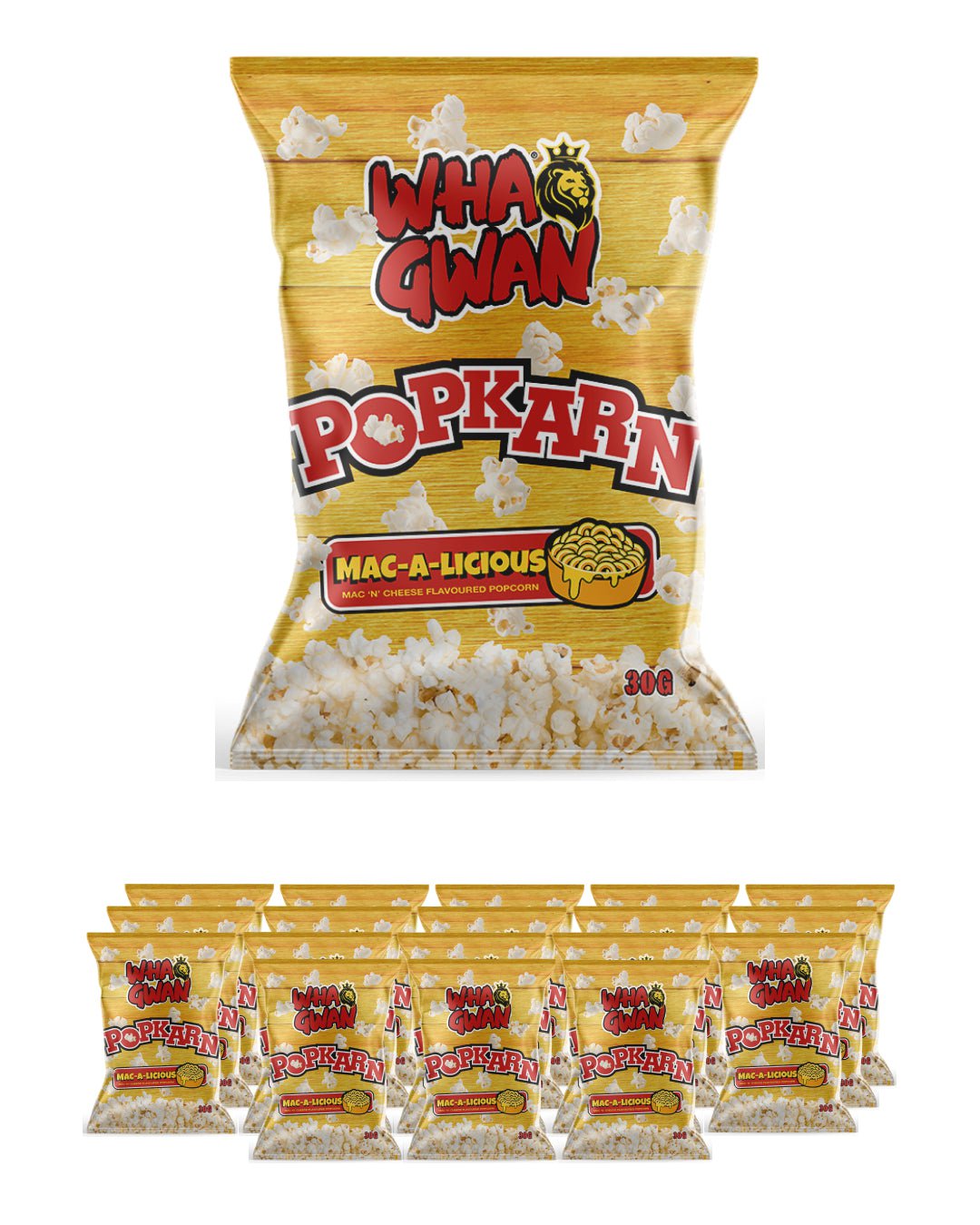 Wha Gwan Popkarn Mac-a-licious Popcorn Multipack, 18 x 25 g spirits