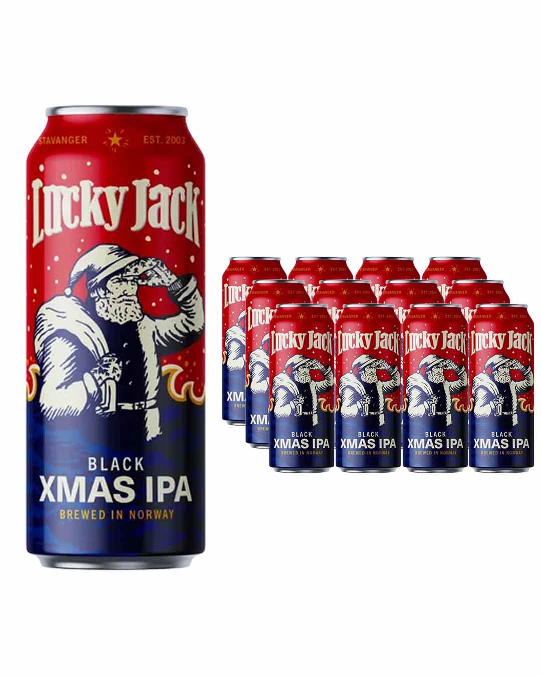 Lervig Lucky Jack Black Xmas IPA Can Multipack, 12 x 500 ml