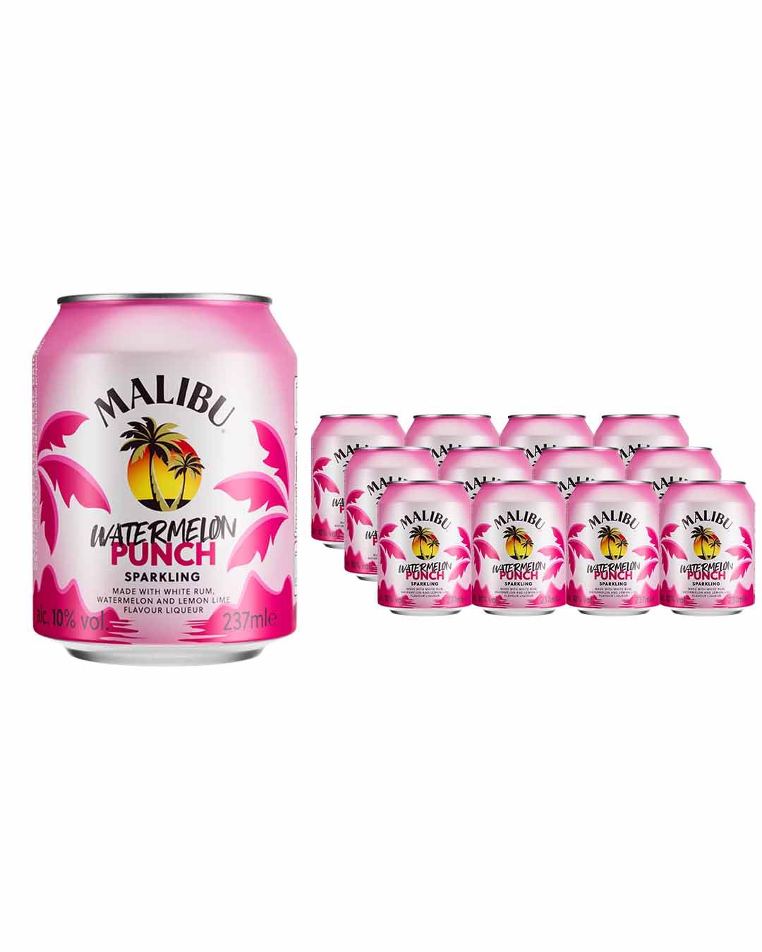 Malibu Punch Watermelon Rum Cocktail Can Multipack, 12 x 237 ml