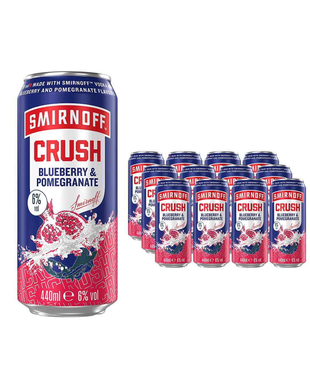 Smirnoff Crush Blueberry & Pomegranate Can Multipack, 12 x 440 ml