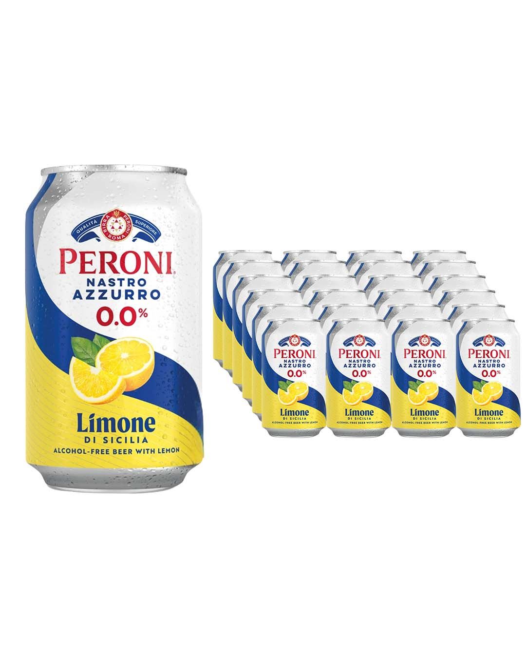 Peroni Nastro Azzurro 0.0 Limone Alcohol Free Beer Can Multipack, 24 x 330 ml