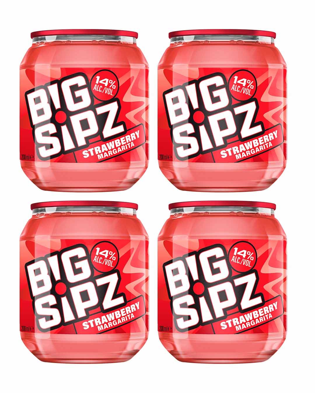 Big Sipz Strawberry Margarita Cocktail Multipack, 4 x 200 ml