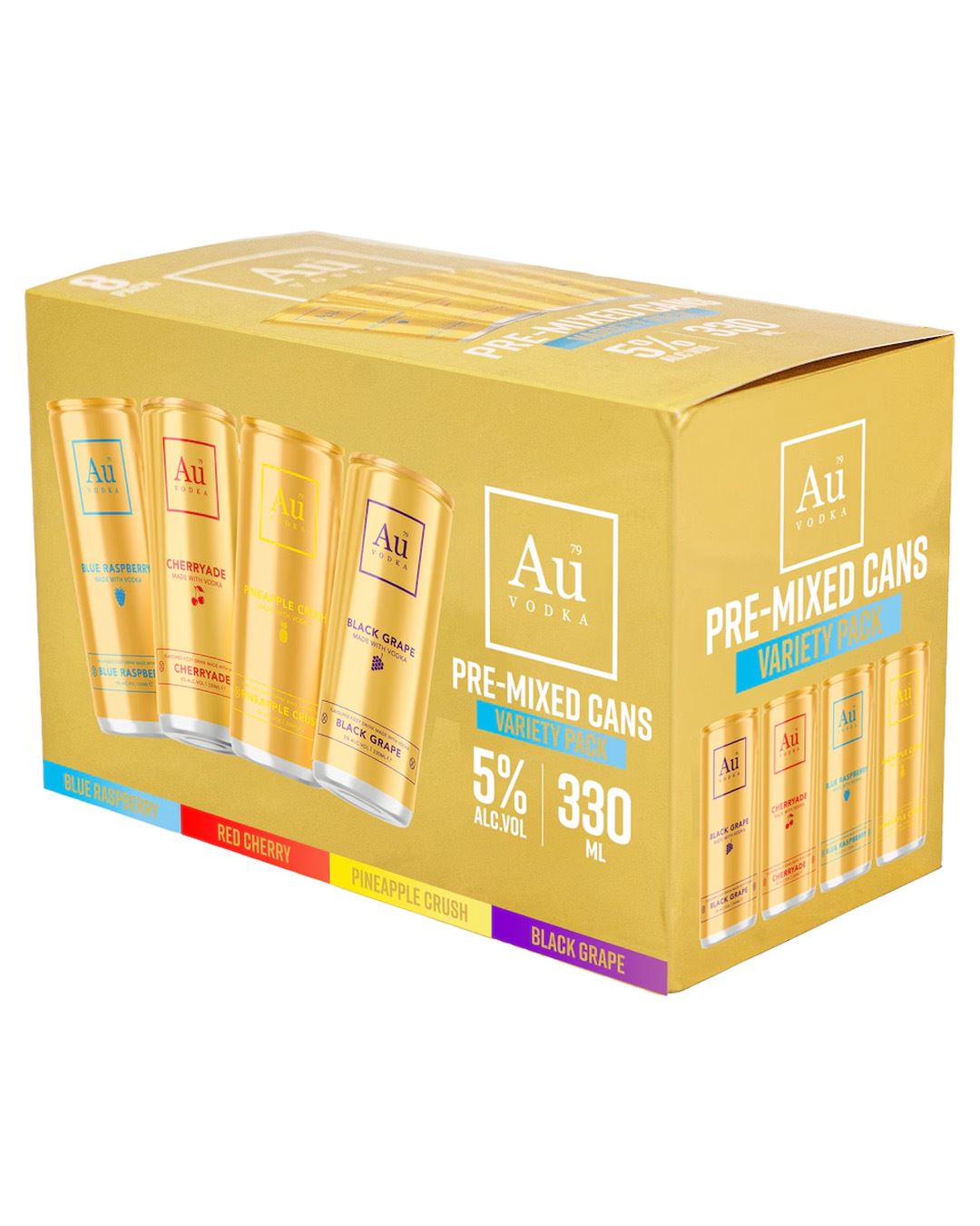 Au Vodka Pre-Mixed Variety Party Pack, 8 x 330 ml