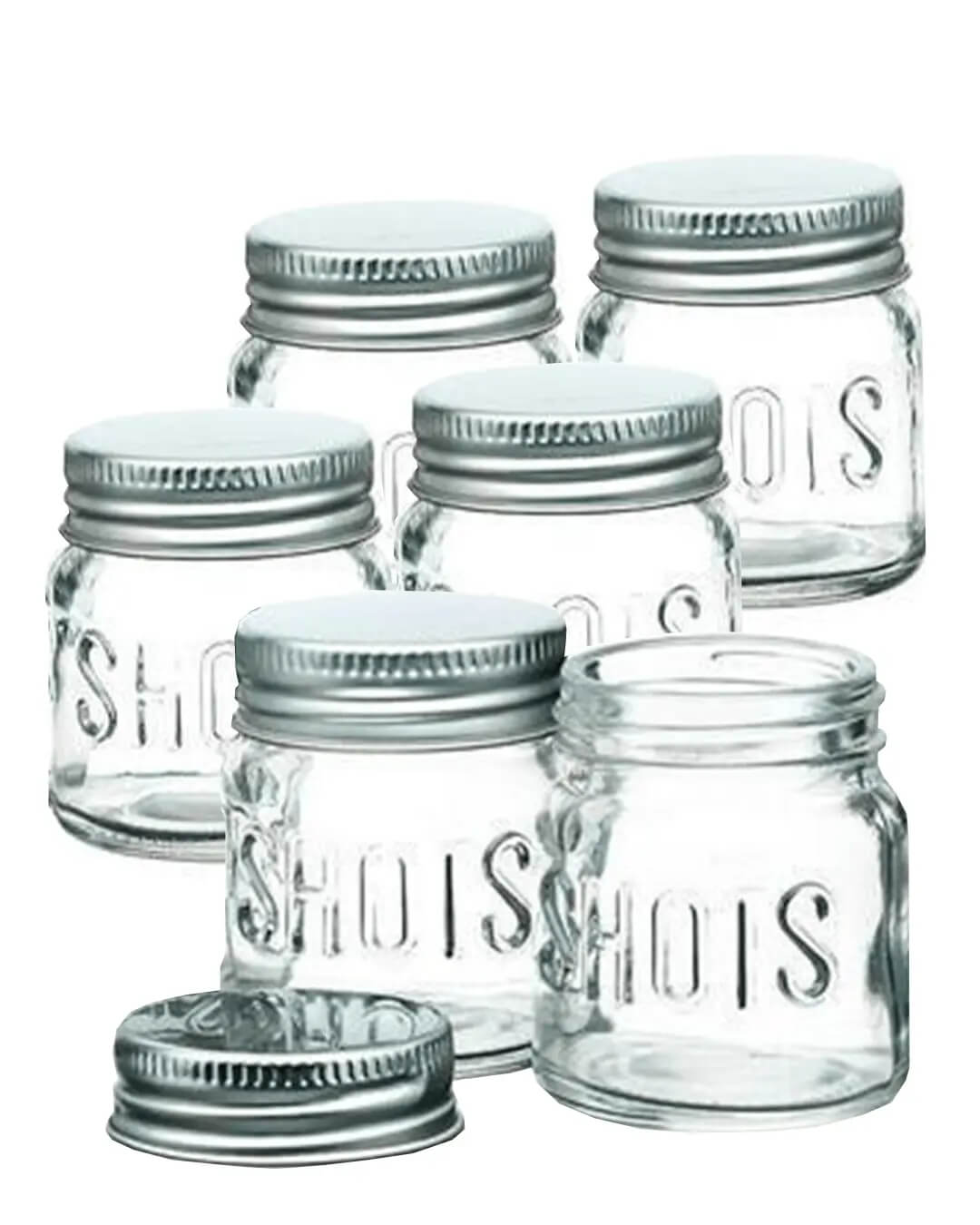 BarCraft Mini Glass Drinks Jars, 6 x 60 ml Barware