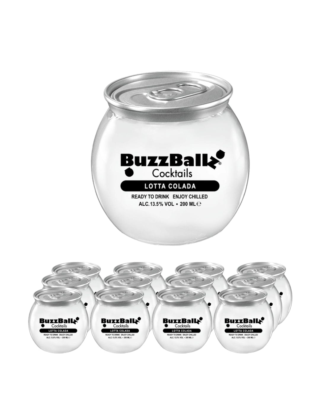 BuzzBallz Lotta Colada Cocktail Multipack, 12 x 200 ml Ready Made Cocktails 850035474143