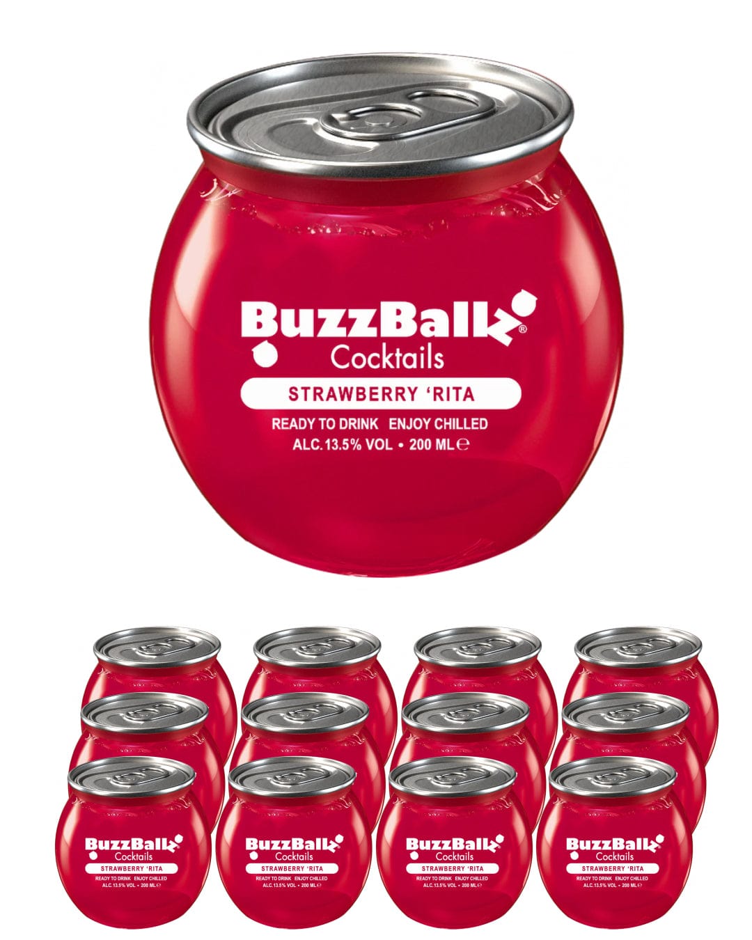 BuzzBallz Strawberry Rita Cocktail Multipack, 12 x 200 ml Ready Made Cocktails 850035474105