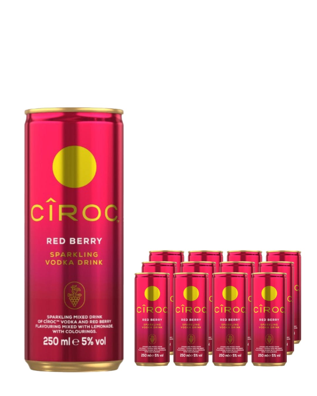 Ciroc Red Berry Premixed Cocktail Can Multipack, 12 x 250 ml Ready Made Cocktails 5010103948166