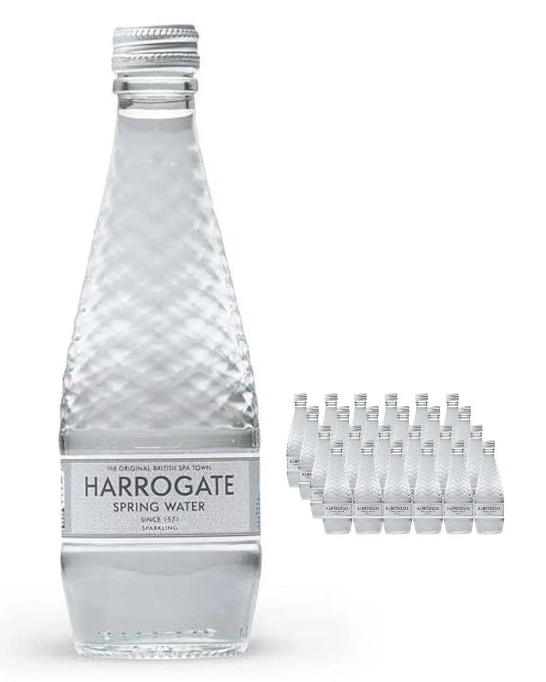 Harrogate Spring Sparkling Water Glass Bottle Multipack, 24 x 330 ml Water