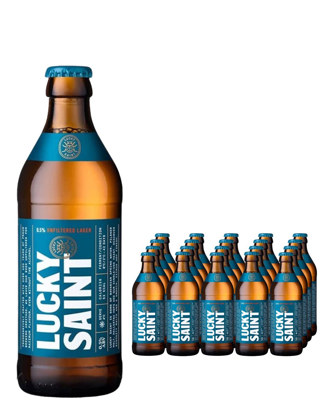 Lucky Saint Low alcohol Lager Beer Multipack, 20 x 330 ml Beer