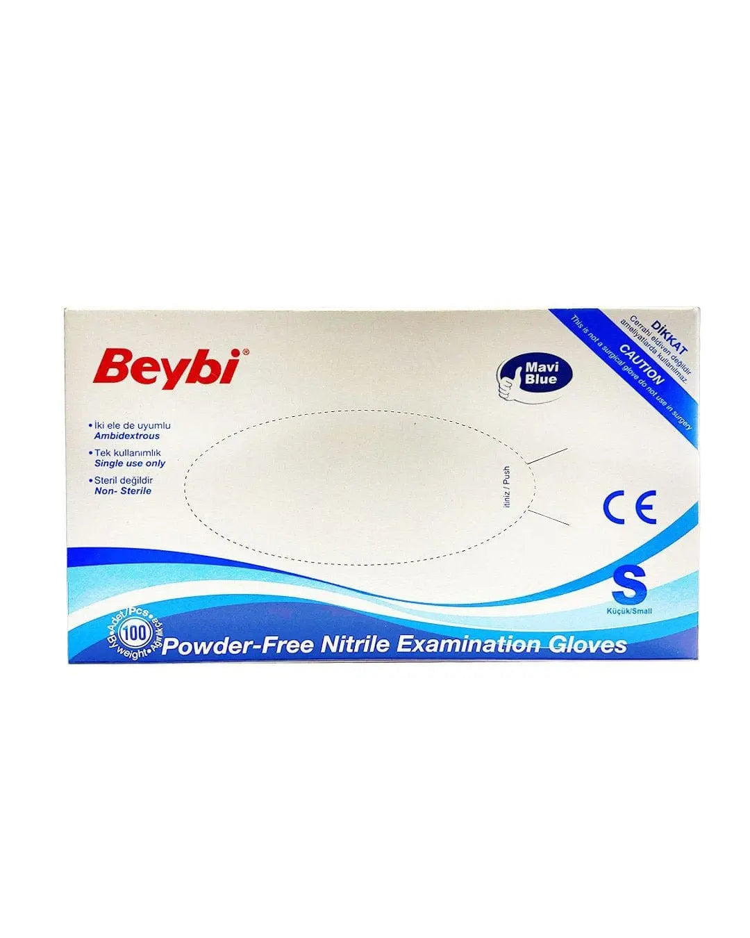 Nitrile Examination Gloves Powder-Free Blue Small, Pack of 100 PPE