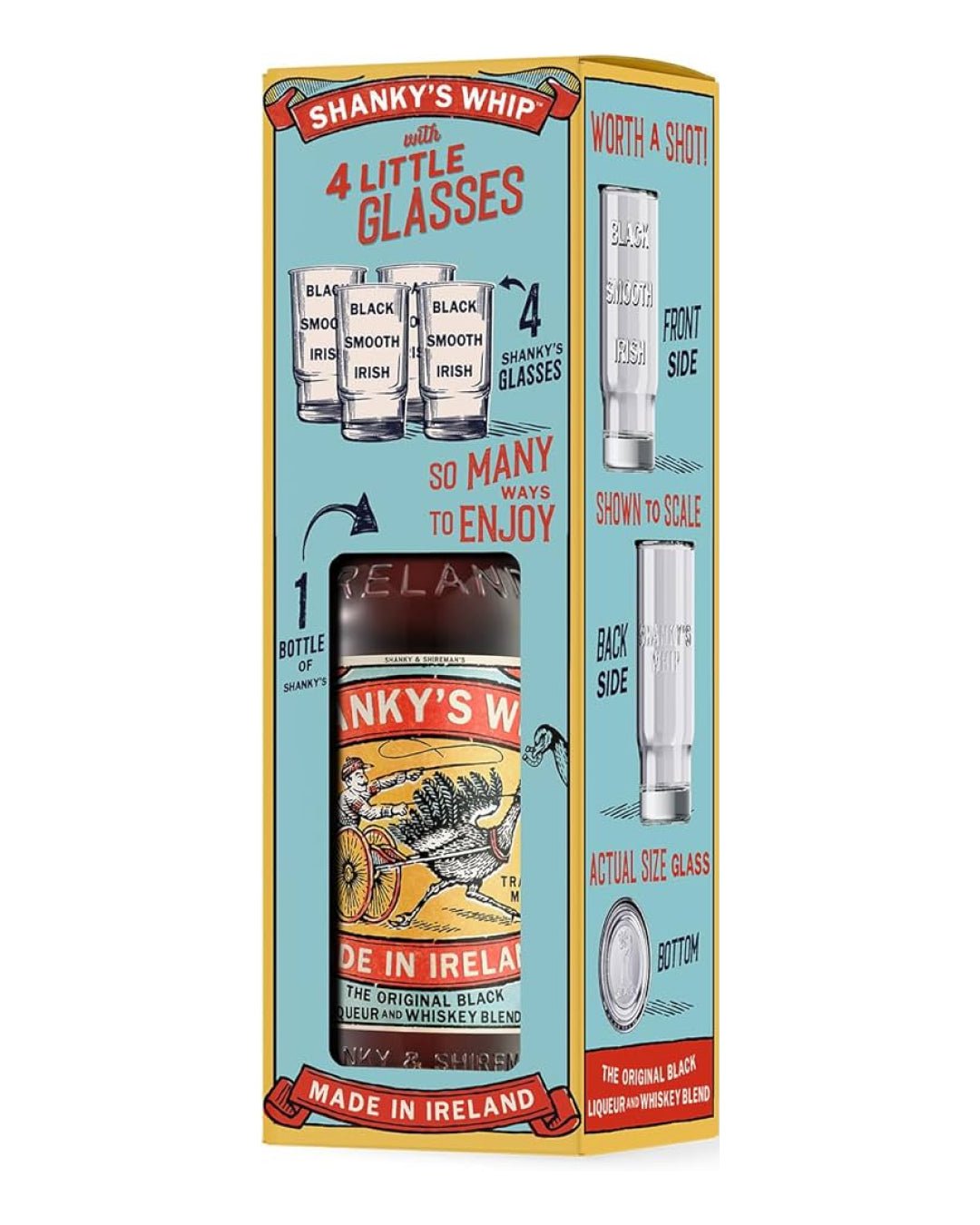 Shanky's Whip Irish Shot Glass Gift Pack, 70 cl Whisky