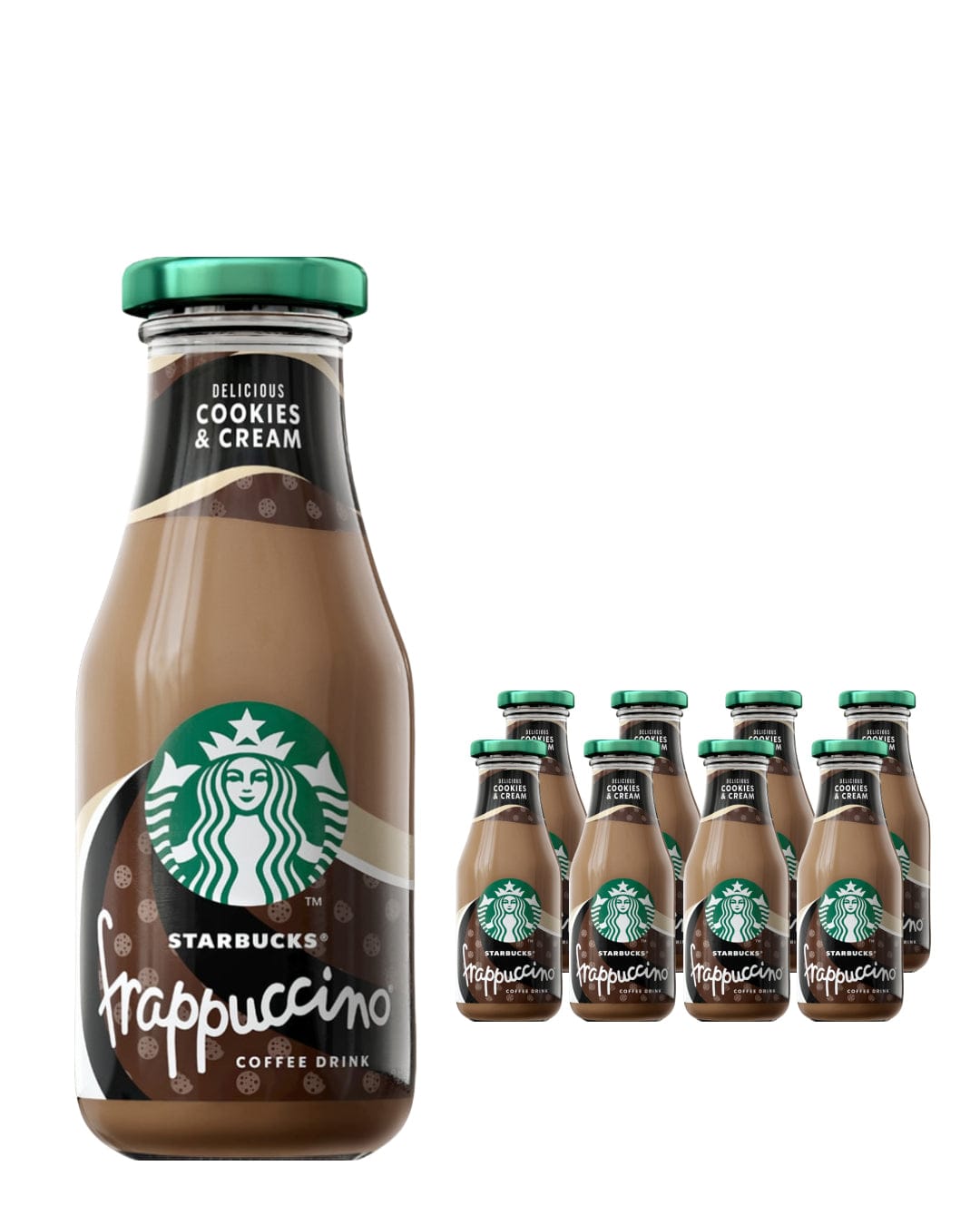 Starbucks Frappuccino Cookies & Cream Flavoured Milk Glass Bottle Iced Coffee Multipack, 8 x 250 ml spirits