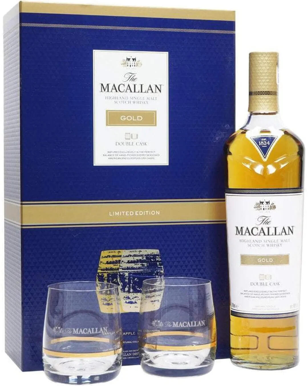 The Macallan Gold Double Cask - 2 Glasses Gift Pack, 70 cl Whisky 5010314306939